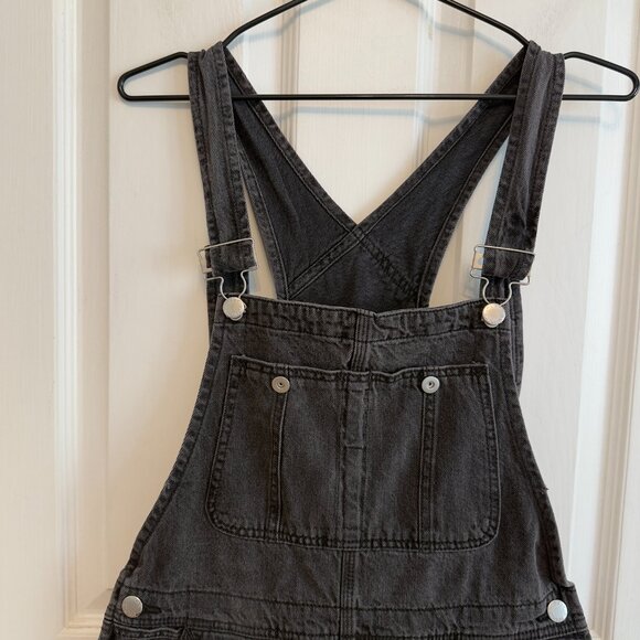 Free People We the Free Charcoal Gray Washed Denim Overalls Size 27 - Picture 2 of 7